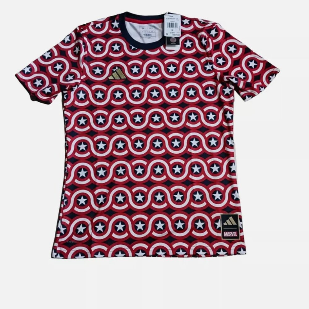 Adidas Marvel MLS Jersey Medium Slim Fit Pre-Match Captain America MSRP$70. NWT